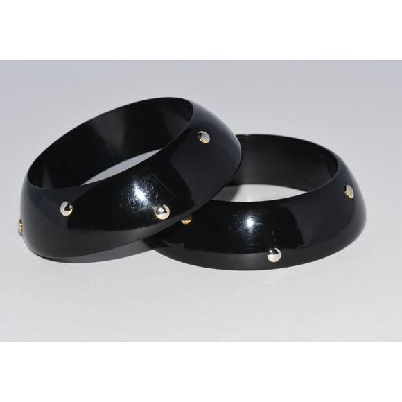 ALEXIS BITTER 2pc Paris Runway Lucite Stacked Studded Bangle Bracelet RARE!! - Picture 1 of 7
